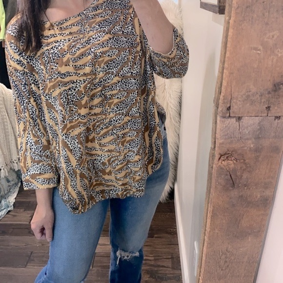 Tyler Boe knit sweater safari print size medium cashmere and cotton blend fabric - Picture 3 of 9